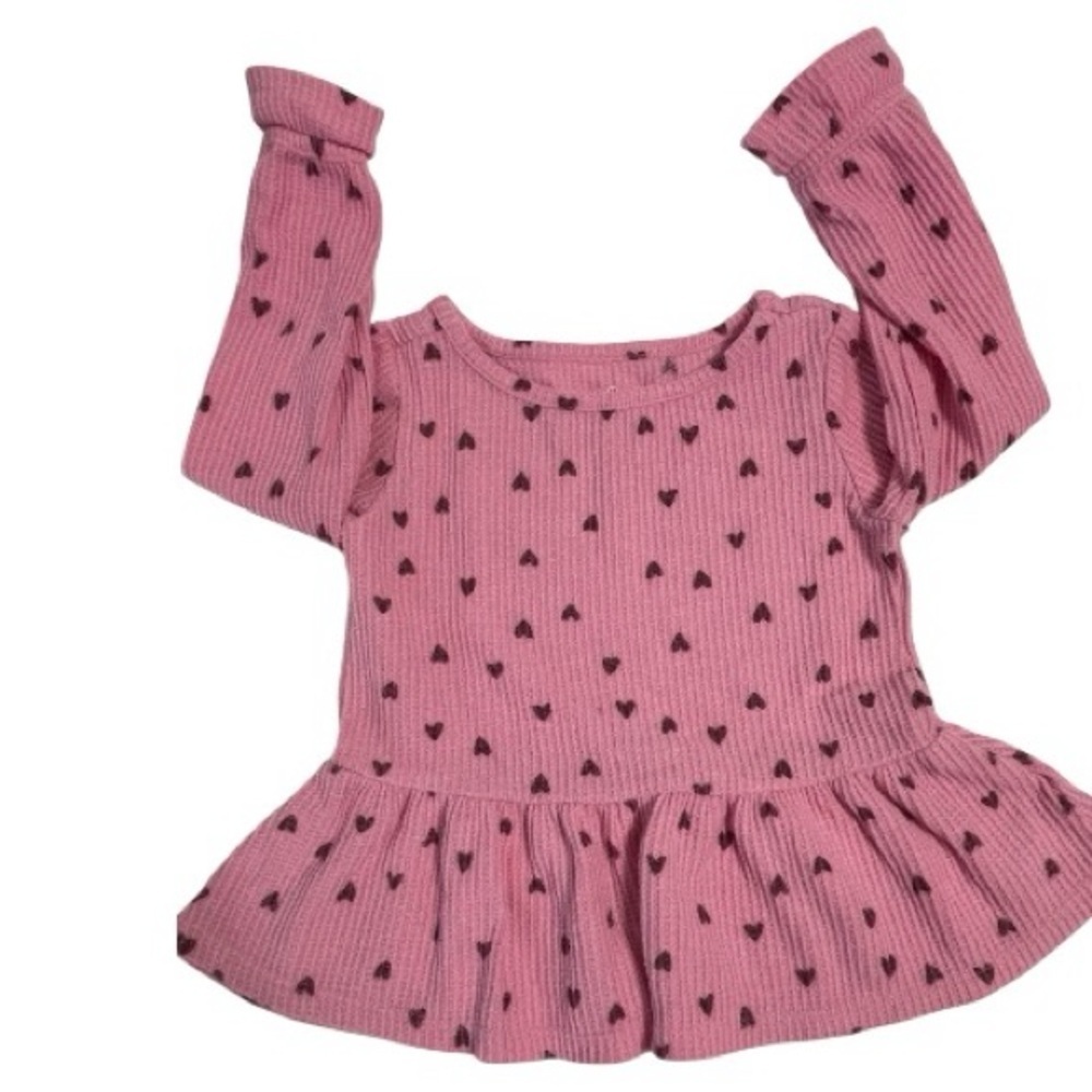 Cat & Jack Pink Heart Print Girls Thermal Top
